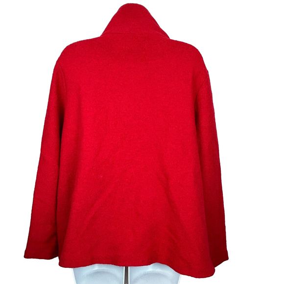 Cynthia Rowley Red Boiled Wool Blend Hidden Snap Closures Jacket Size Large - Picture 13 of 14